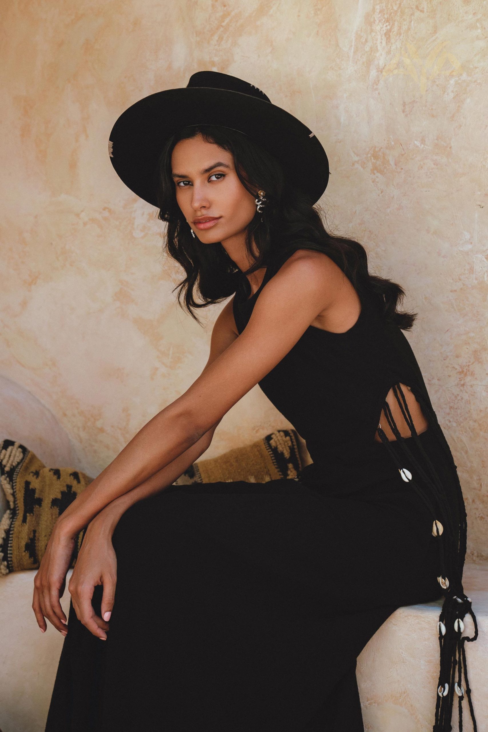 Selkie Black Dress Organic Open Sided Maxi Natural