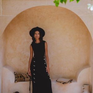 Selkie Black Dress Organic Open Sided Maxi Natural