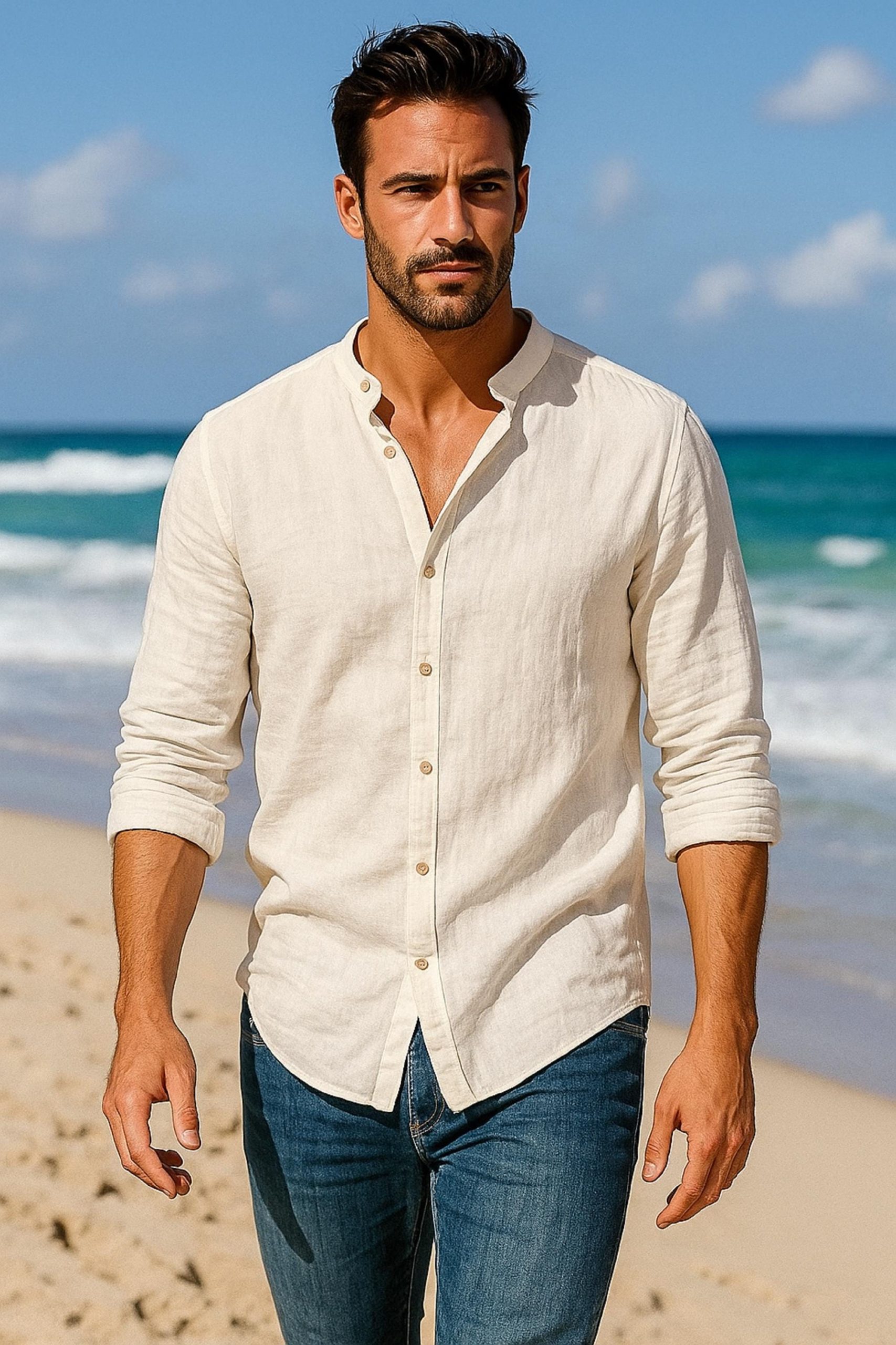 Men's Cotton Casual Shirt: Lightweight Beach Summer Style