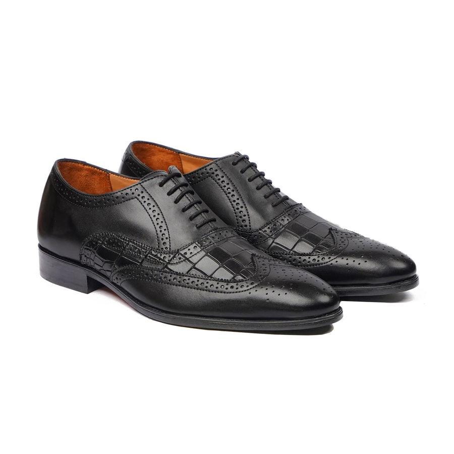 Classic Men's Black Brogue Oxfords Genuine Leather Dress